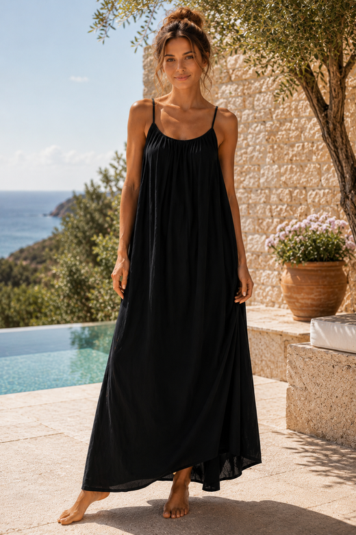 Vestido Aura Riviera | Vestido largo fluido con espalda descubierta