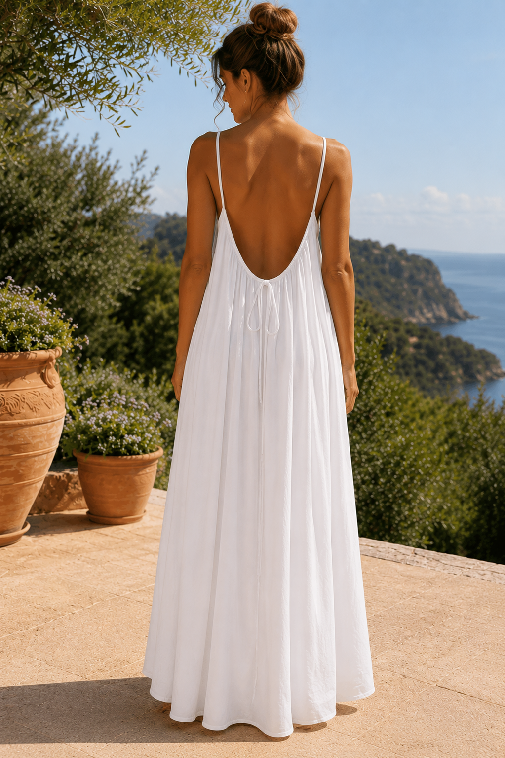 Vestido Aura Riviera | Vestido largo fluido con espalda descubierta