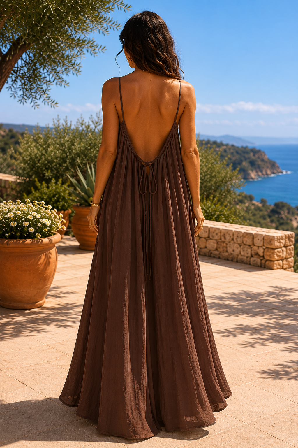 Vestido Aura Riviera | Vestido largo fluido con espalda descubierta