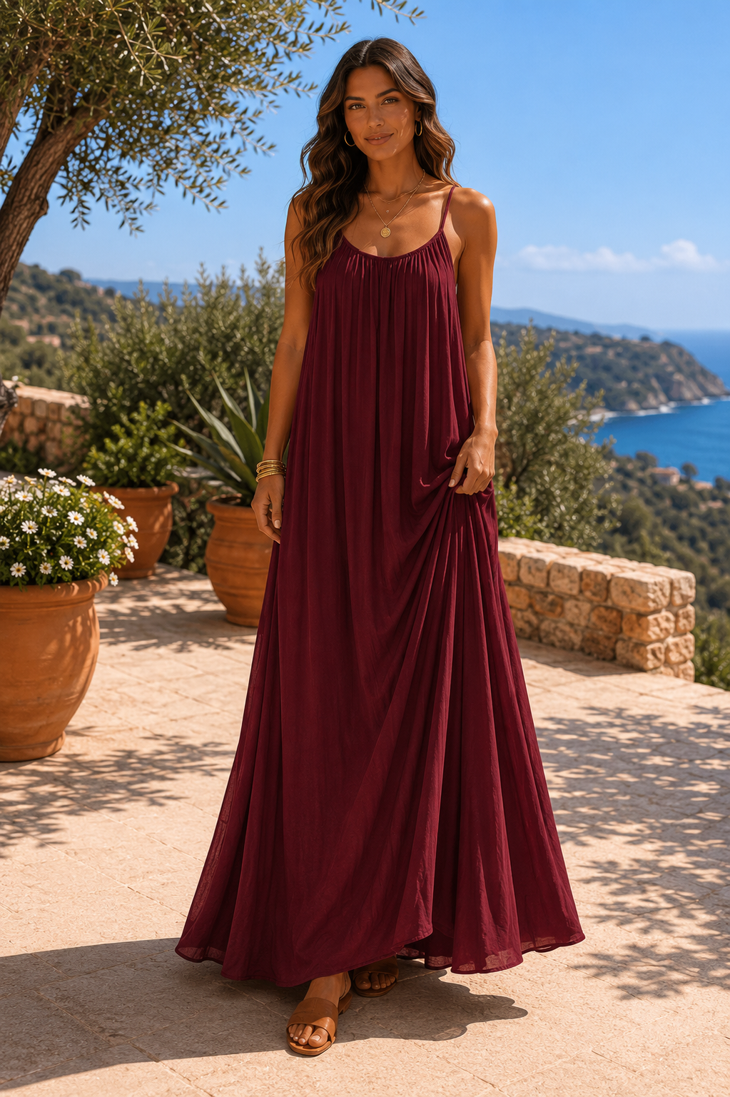 Vestido Aura Riviera | Vestido largo fluido con espalda descubierta