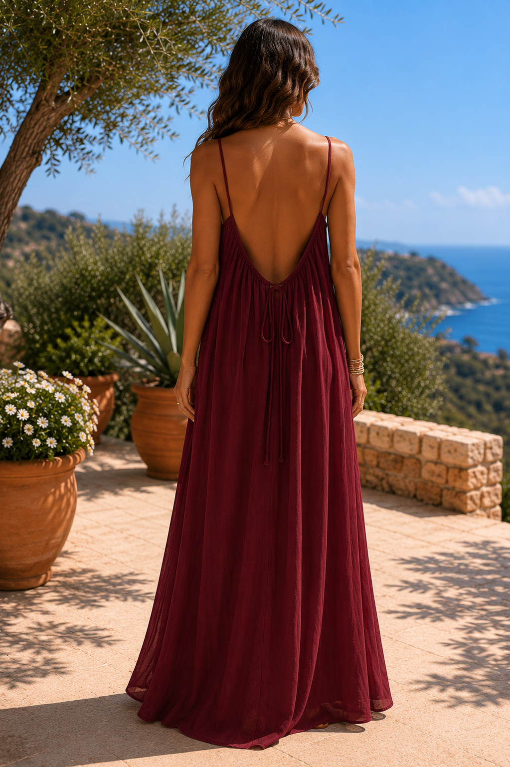 Vestido Aura Riviera | Vestido largo fluido con espalda descubierta