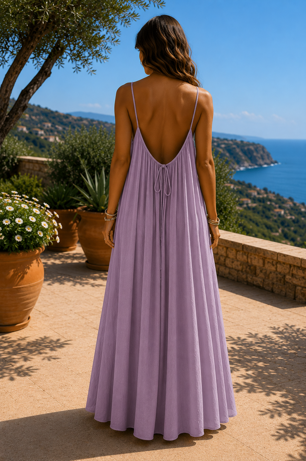 Vestido Aura Riviera | Vestido largo fluido con espalda descubierta