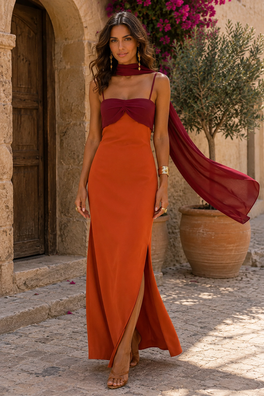 Zahara | Vestido largo bicolor