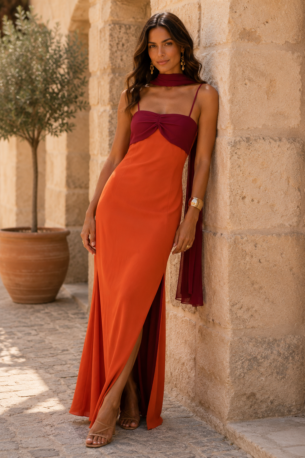 Zahara | Vestido largo bicolor