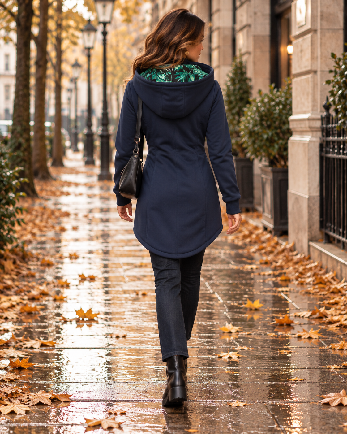 Espalda de la chaqueta Livia con bajo redondeado