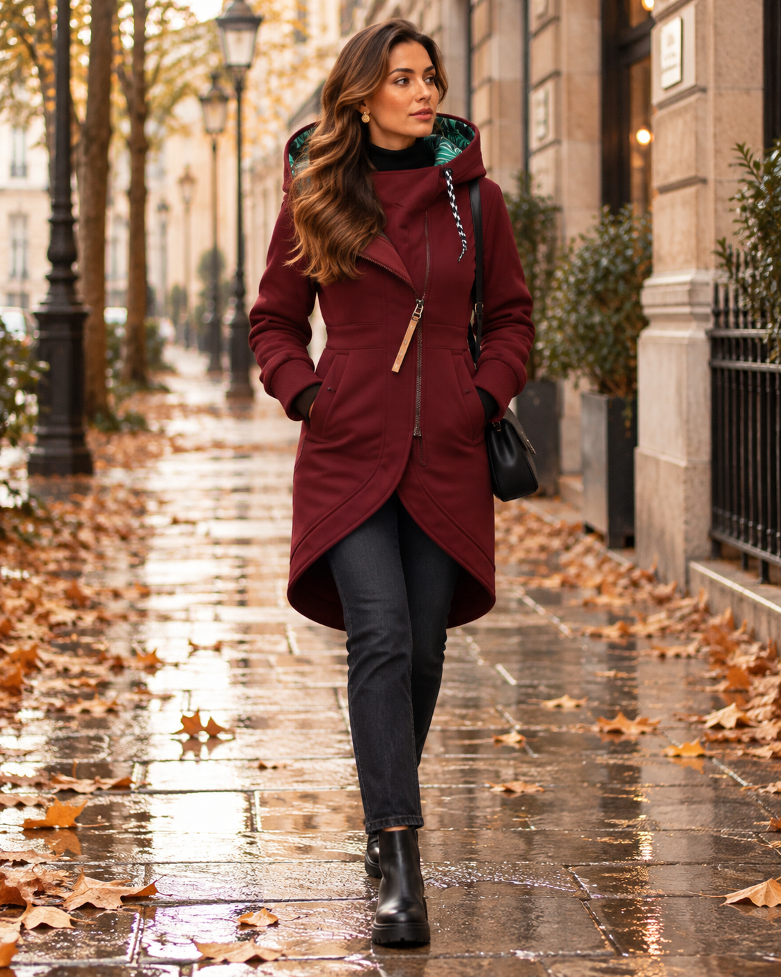 Chaqueta larga Verona Livia burdeos