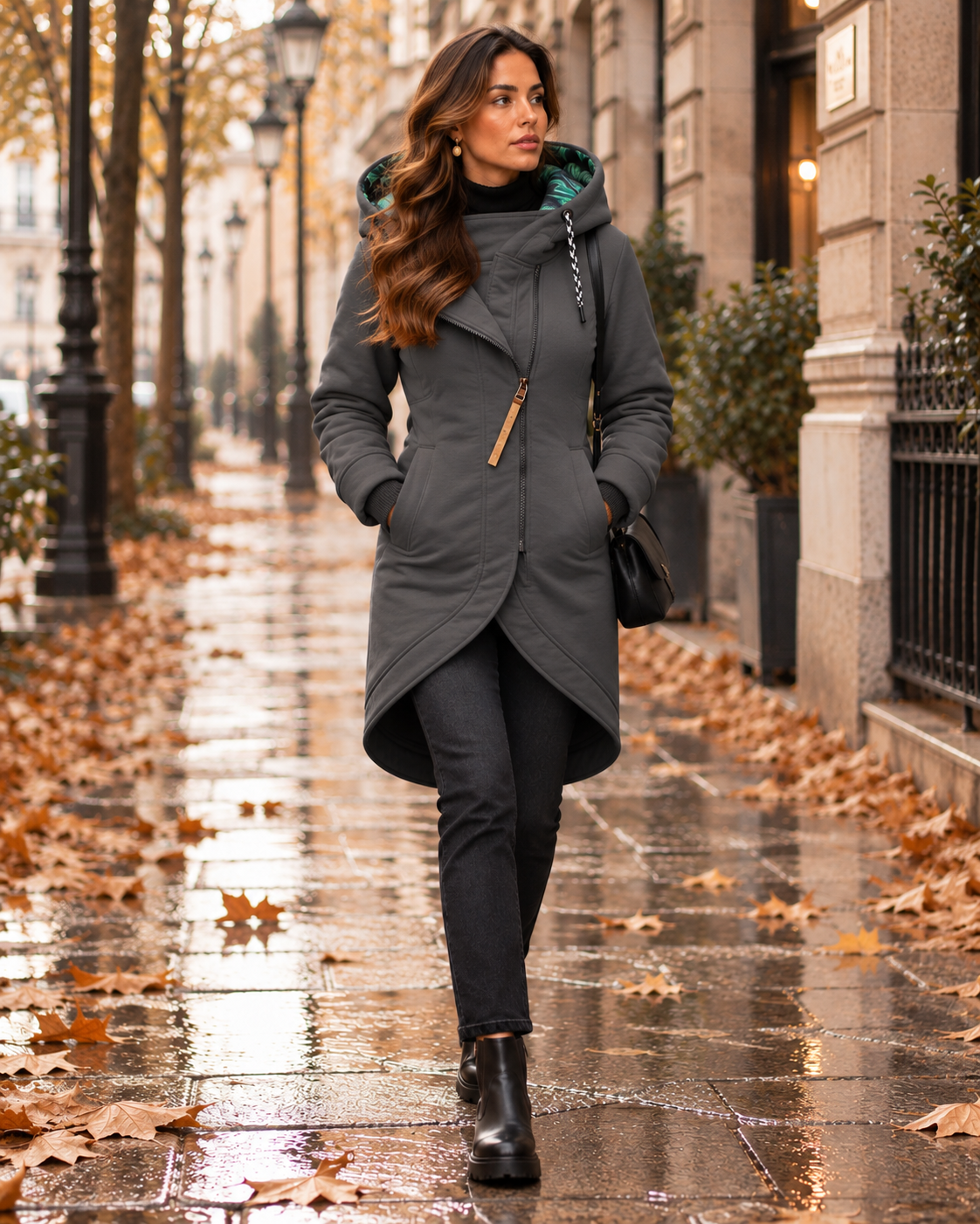 Chaqueta larga Verona Livia gris